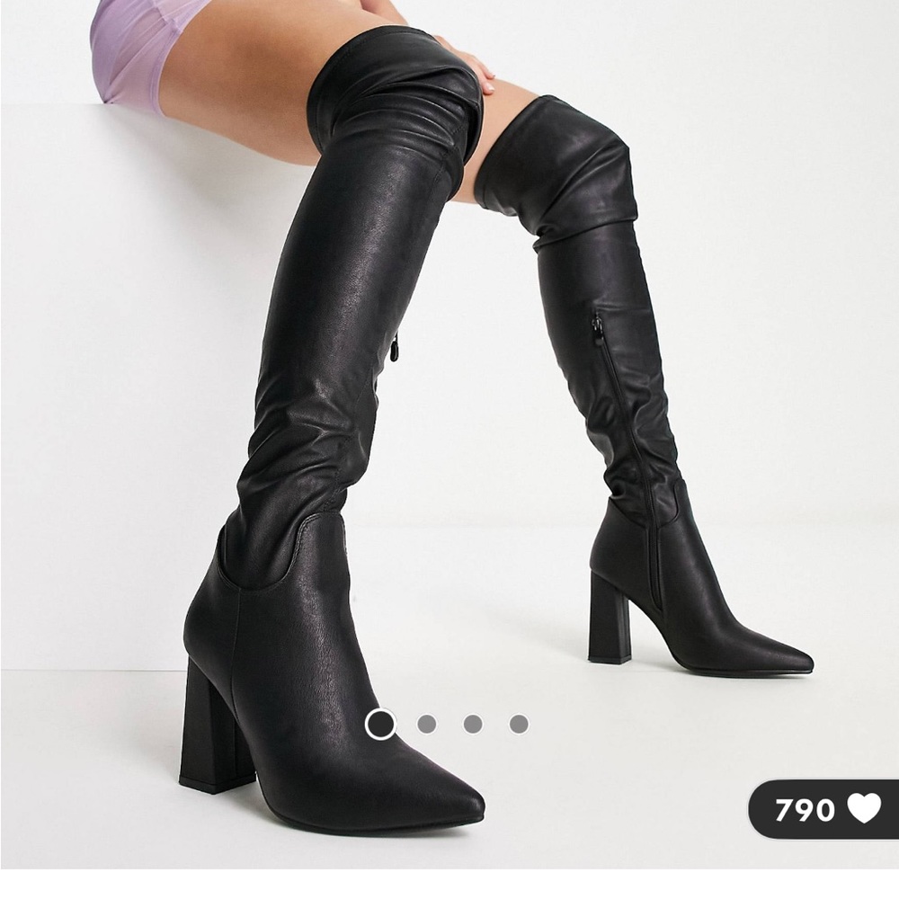 ASOS thigh high black heeled boots